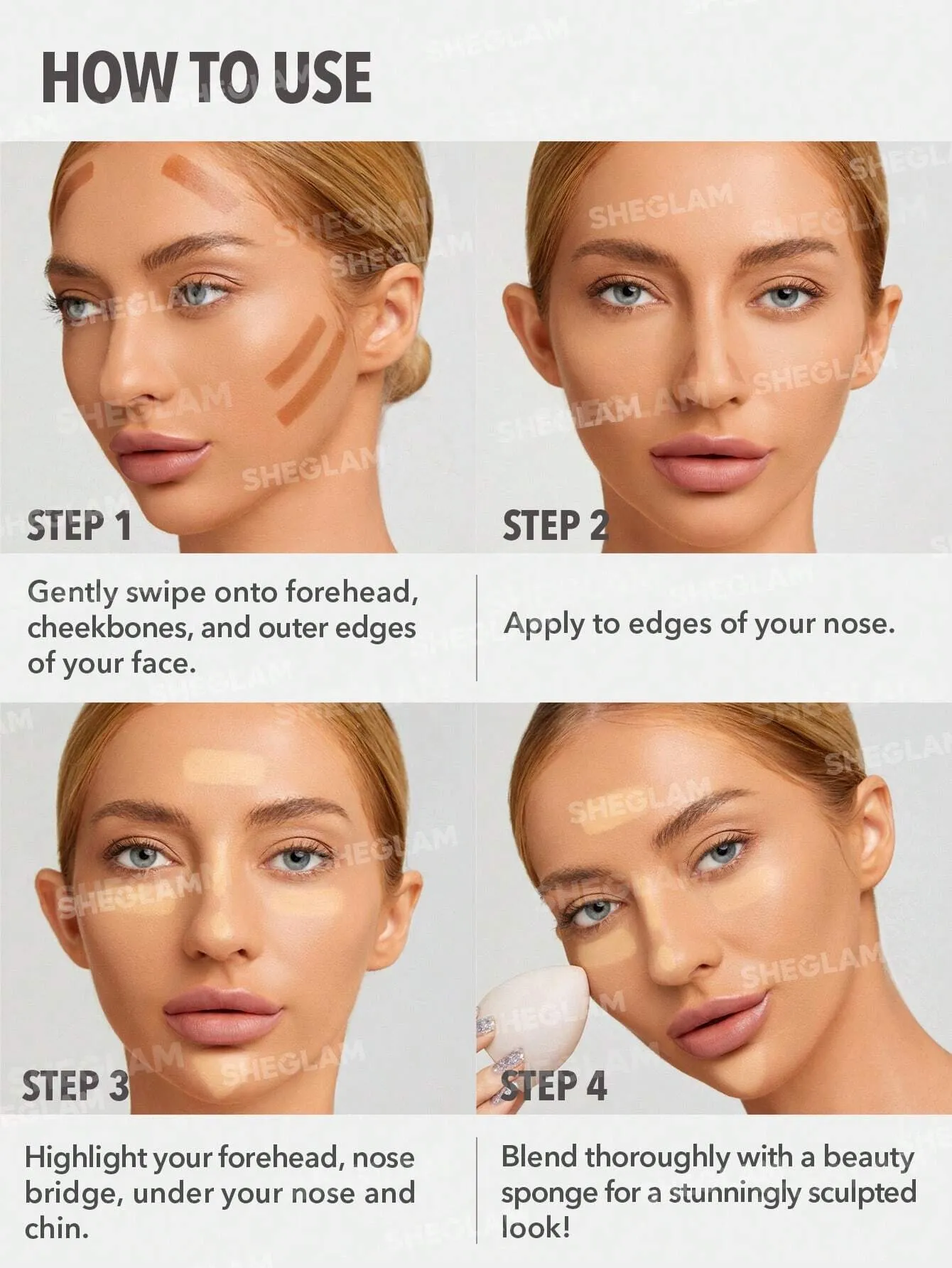 بعد از استفاده خرید کانتور هایلاتر استیکی شیگلم اصل + بهترین قیمت (دو طرفه)