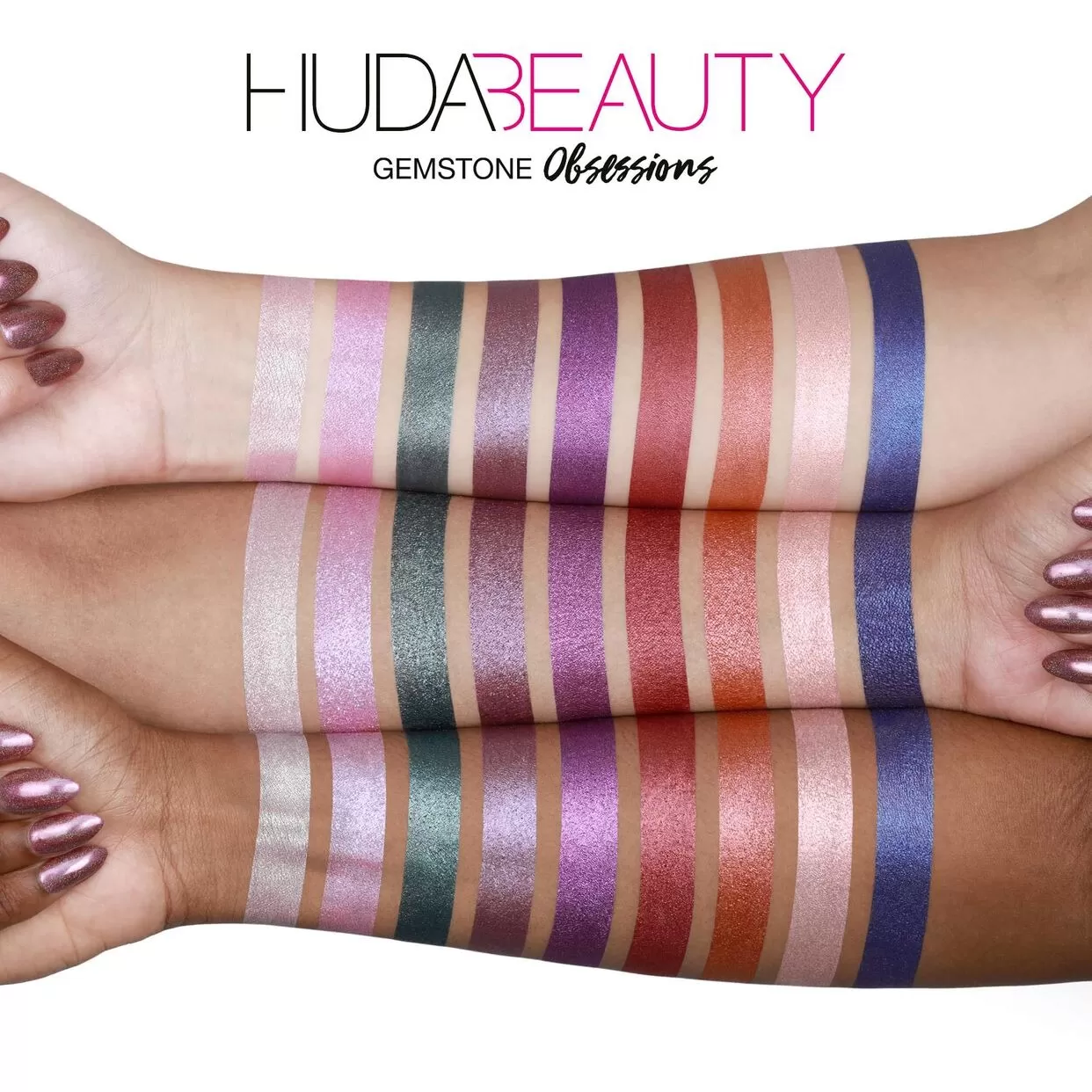 شید رنگ پالت سایه هدی بیوتی Huda beauty gemstone obsessions eyeshadow palette اصل + (تخفیف)