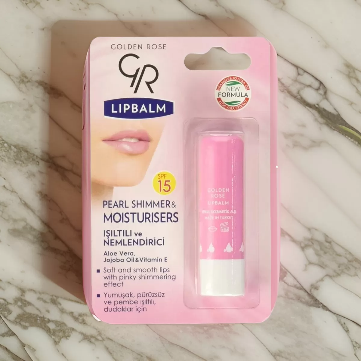 بعد از استفاده بالم لب گلدن رز Shimmer & Moisturisers Lip Blam – SPF15 اورجینال + (تخفیف)