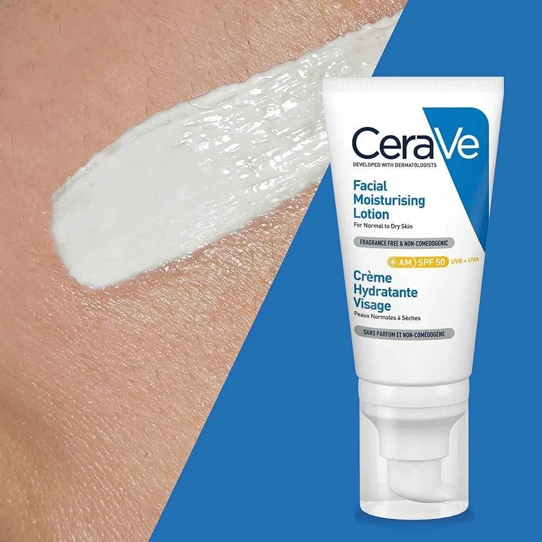 جزئیات و زوایای دیگر لوسیون ضد آفتاب بی رنگ سراوی SPF 50 مدل AM